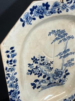 LOT 23: Large Antique / Vintage Rogers Blue and White Serving Platter / Wall Decor