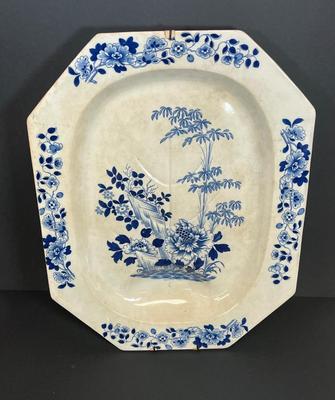 LOT 23: Large Antique / Vintage Rogers Blue and White Serving Platter / Wall Decor