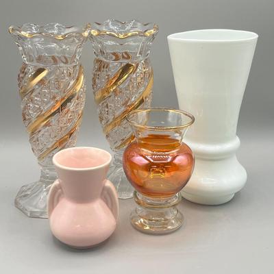 LOT 29: Collection of Small Vases - Milk Glass and More