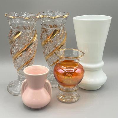 LOT 29: Collection of Small Vases - Milk Glass and More
