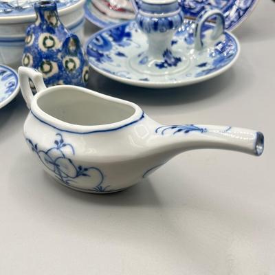 LOT 42: Blue and White Vintage Porcelain Pieces - Delft and More