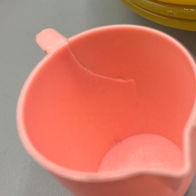 LOT 52: Children's Play Dishes and Utensils - Slag Glass Set Pieces and More