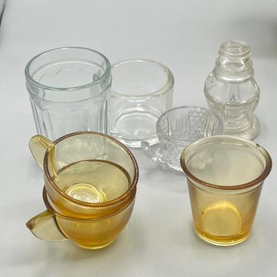 LOT 52: Children's Play Dishes and Utensils - Slag Glass Set Pieces and More