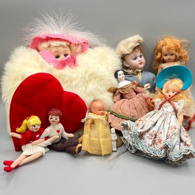 LOT 53: Vintage Doill Collection - Children's Rabbit Fur Muff and More