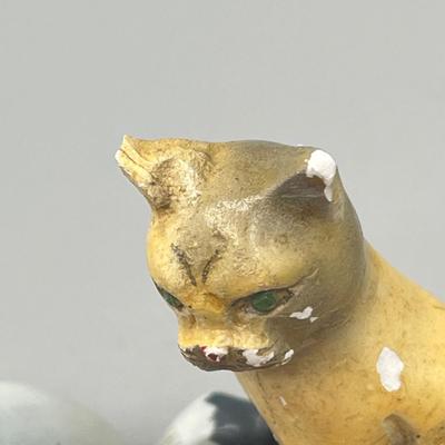 LOT 54: Dog and Cat Collectibles - Pins, Figurines, Antique Mug