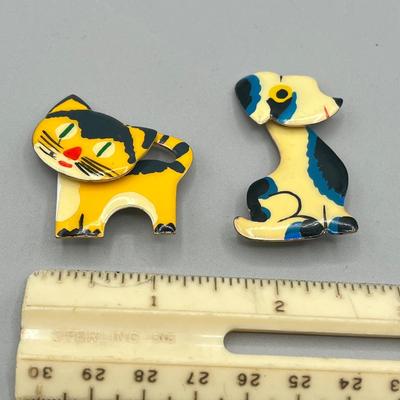 LOT 54: Dog and Cat Collectibles - Pins, Figurines, Antique Mug
