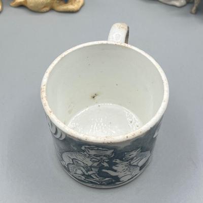 LOT 54: Dog and Cat Collectibles - Pins, Figurines, Antique Mug