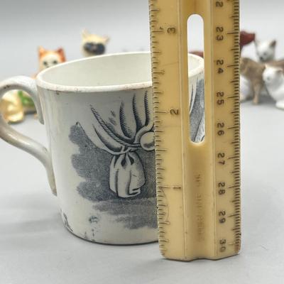 LOT 54: Dog and Cat Collectibles - Pins, Figurines, Antique Mug
