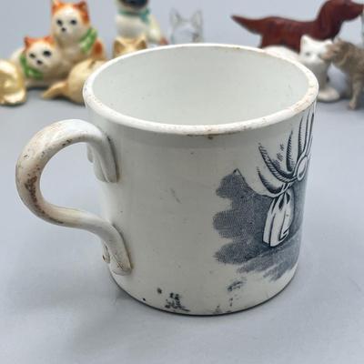 LOT 54: Dog and Cat Collectibles - Pins, Figurines, Antique Mug
