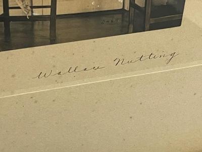 LOT 56: Signed, Framed Wallace Nutting Colored Photograph - Grandmother's China