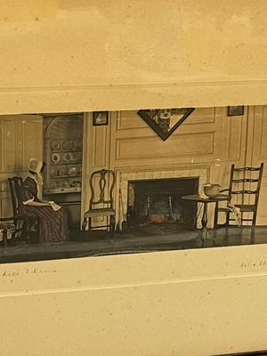 LOT 56: Signed, Framed Wallace Nutting Colored Photograph - Grandmother's China