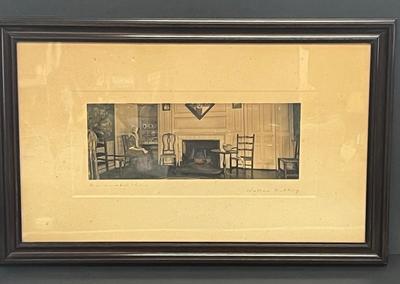 LOT 56: Signed, Framed Wallace Nutting Colored Photograph - Grandmother's China