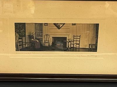 LOT 56: Signed, Framed Wallace Nutting Colored Photograph - Grandmother's China