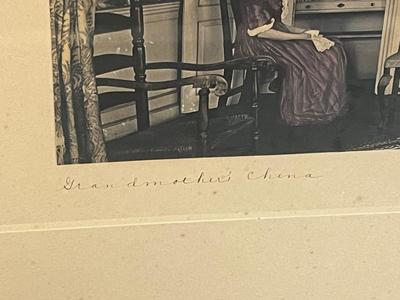LOT 56: Signed, Framed Wallace Nutting Colored Photograph - Grandmother's China