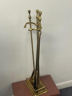 LOT 57: Brass Fireplace Set