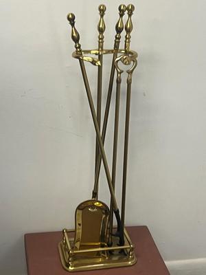 LOT 57: Brass Fireplace Set