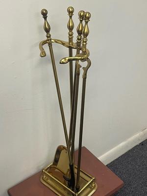 LOT 57: Brass Fireplace Set