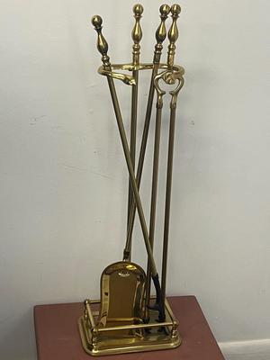 LOT 57: Brass Fireplace Set