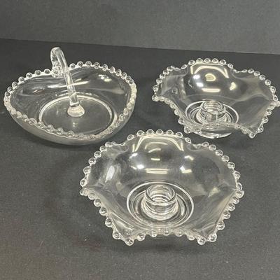 LOT 58: Silverplate, Candlewick Glass, Silver Rimmed Glass and More