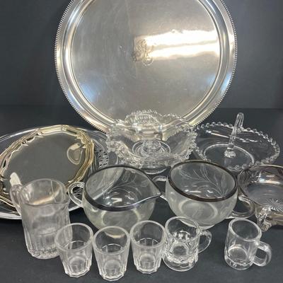 LOT 58: Silverplate, Candlewick Glass, Silver Rimmed Glass and More