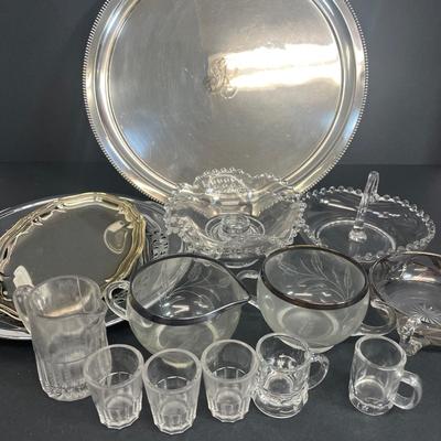 LOT 58: Silverplate, Candlewick Glass, Silver Rimmed Glass and More