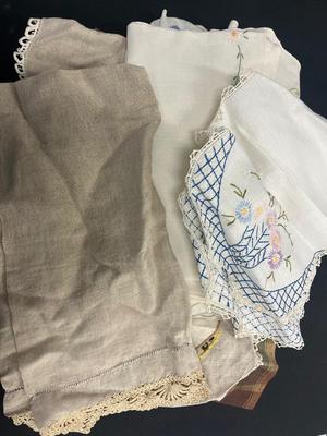 LOT 67: Vintage Embroidered Linens and More