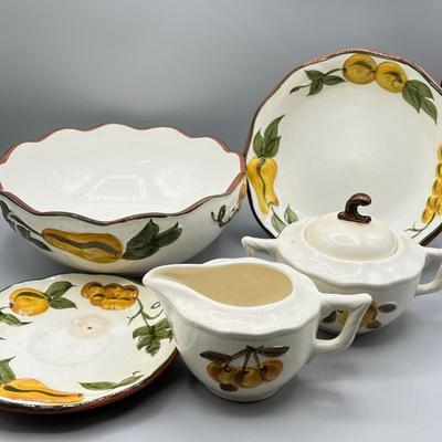 LOT 73: Vintage Stangl Pottery Dishes - Sculptured Fruit Pattern