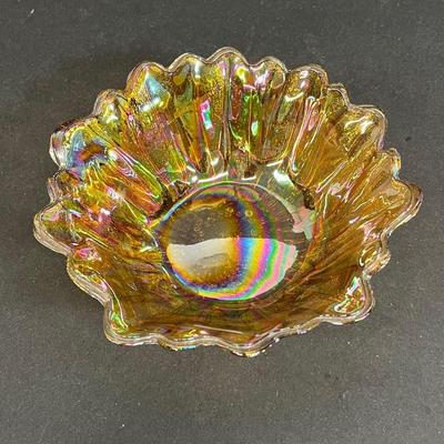 LOT 80: Vintage Carnival Glass Bowl, Ball Jar and Plate Stands