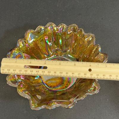 LOT 80: Vintage Carnival Glass Bowl, Ball Jar and Plate Stands