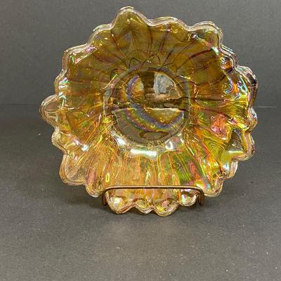 LOT 80: Vintage Carnival Glass Bowl, Ball Jar and Plate Stands