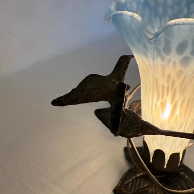 Hummingbird Lamp with Glass Trumpet Shade (DR-HS)