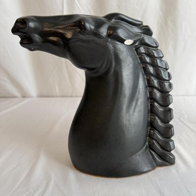 Pair of Black Ceramic Horse Head Sculptures (PB-HS)