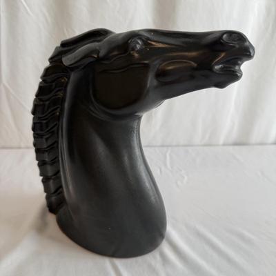 Pair of Black Ceramic Horse Head Sculptures (PB-HS)