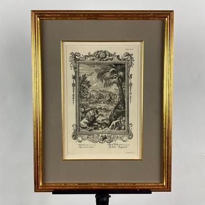 140 Antique Etching Of Lion, Bear, Dog, Bird, And Alligator