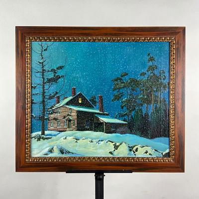 142 Original Oil Painting "Snowy Night" Signed by Artist