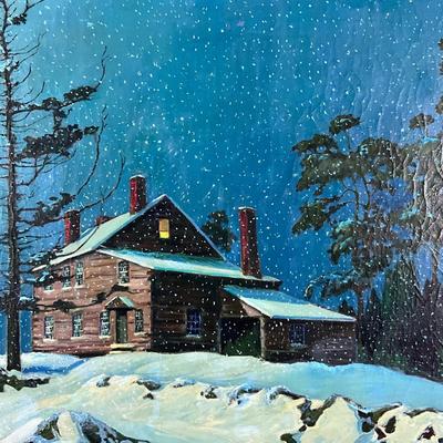 142 Original Oil Painting "Snowy Night" Signed by Artist