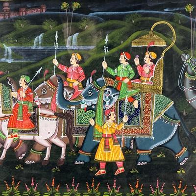 145 Original Hand-Painted Painting On Silk "Elephant Caravan"