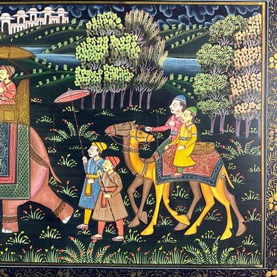 146 Original Hand-Painted Painting On Silk "The Caravan To Bombay"