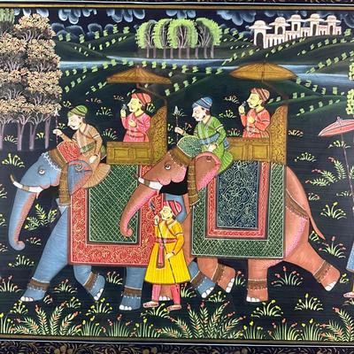 146 Original Hand-Painted Painting On Silk "The Caravan To Bombay"