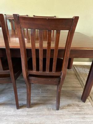 SOLID WOOD DINING TABLE WITH 2 ARM CHAIRS AND 4 SIDE CHAIRS