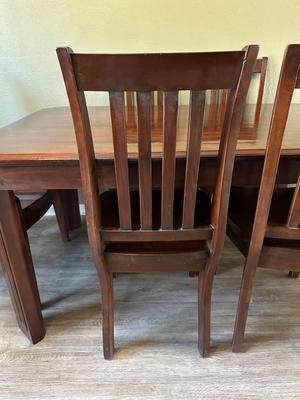 SOLID WOOD DINING TABLE WITH 2 ARM CHAIRS AND 4 SIDE CHAIRS
