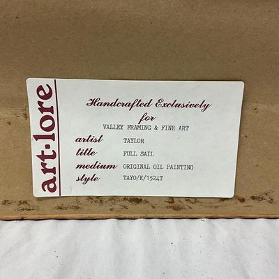 150 Large Original Oil Painting Signed Taylor Titled "Full Sail"