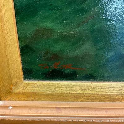 150 Large Original Oil Painting Signed Taylor Titled "Full Sail"