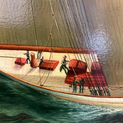 150 Large Original Oil Painting Signed Taylor Titled "Full Sail"