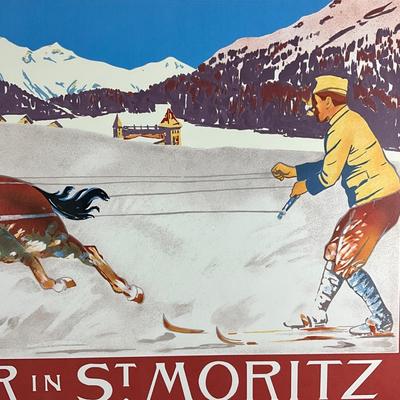 152 Lithograph Poster "Winter In Saint Mortiz" Engadin By A. Christohel