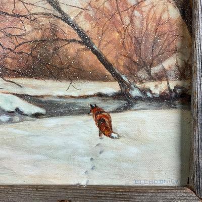 155 Oil Painting "Fox At Mantua Mill" By Marsha Choluiclee 1996