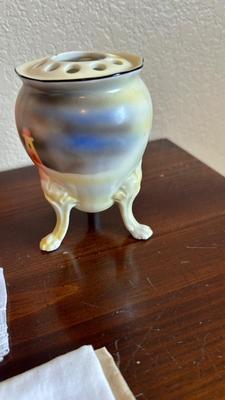 ANTIQUE HAT PIN HOLDER WITH VTG LADIES SCARFS AND HANKIES