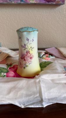 ANTIQUE HAT PIN HOLDER WITH LADIES HANDKERCHIEFS AND SCARFS