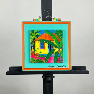 164 Hand-Painted Tile On Block By Nena Sanches