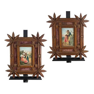 165 Two Hand-Made Tramp Art Framed Prints